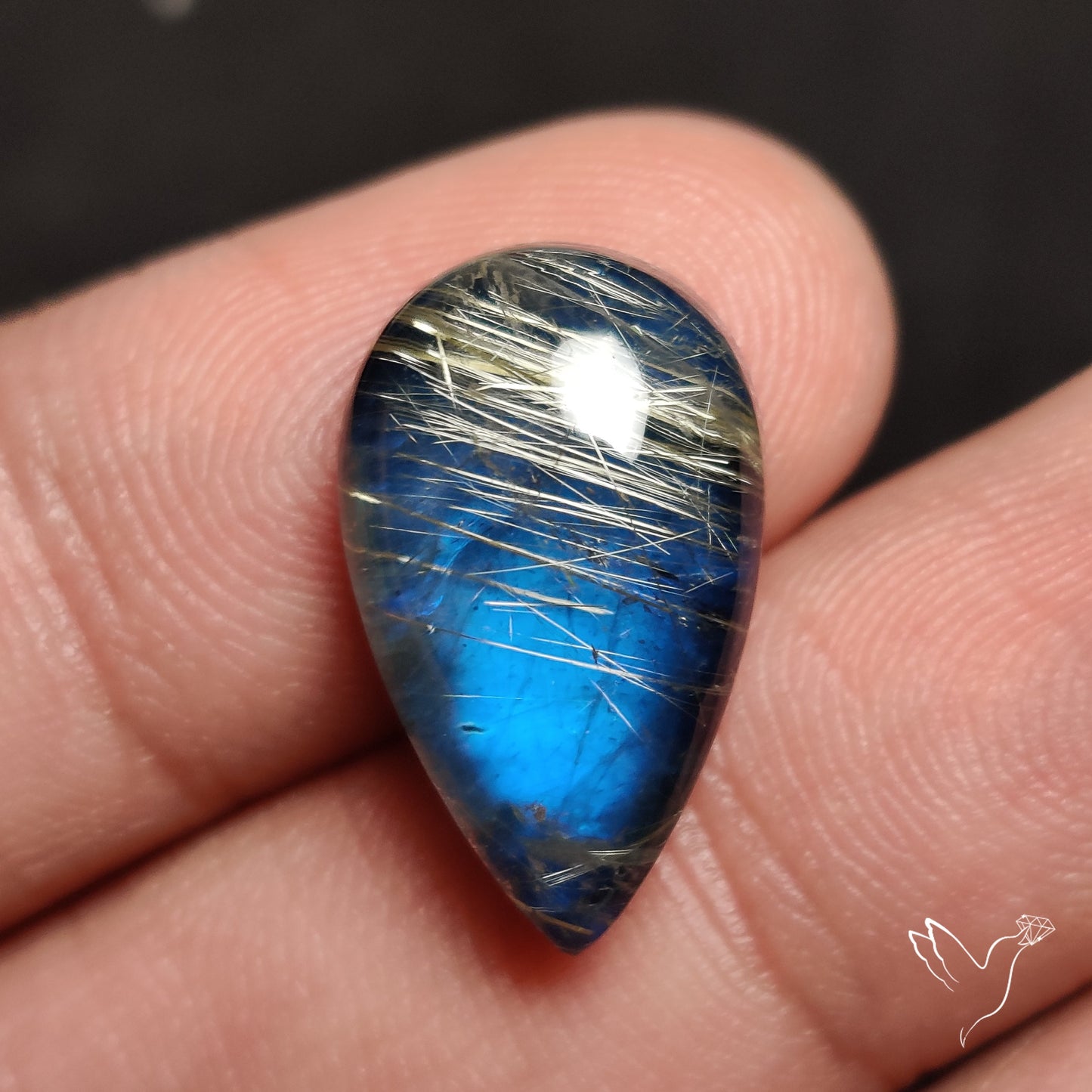 Golden Rutilated Quartz With Blue Labradorite Doublet