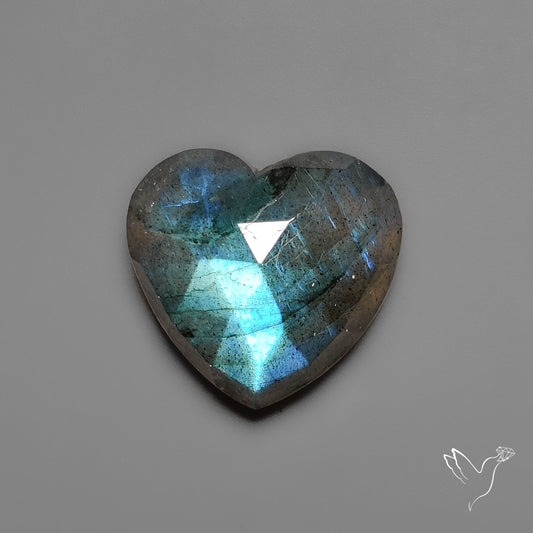 Rose Cut Blue Labradorite Heart