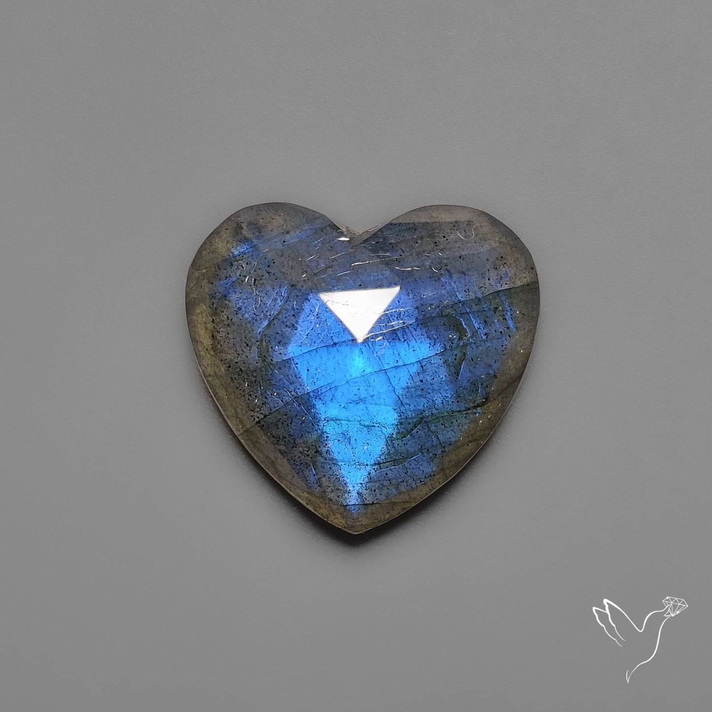 Rose Cut Blue Labradorite Heart