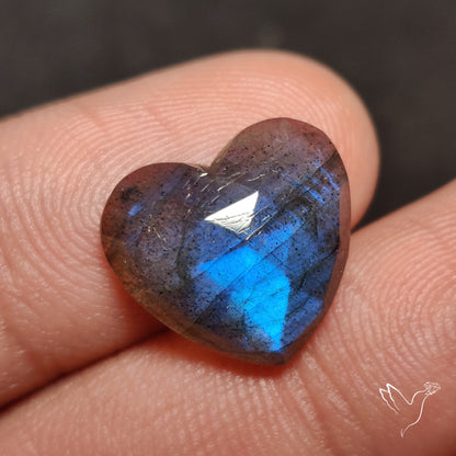 Rose Cut Blue Labradorite Heart