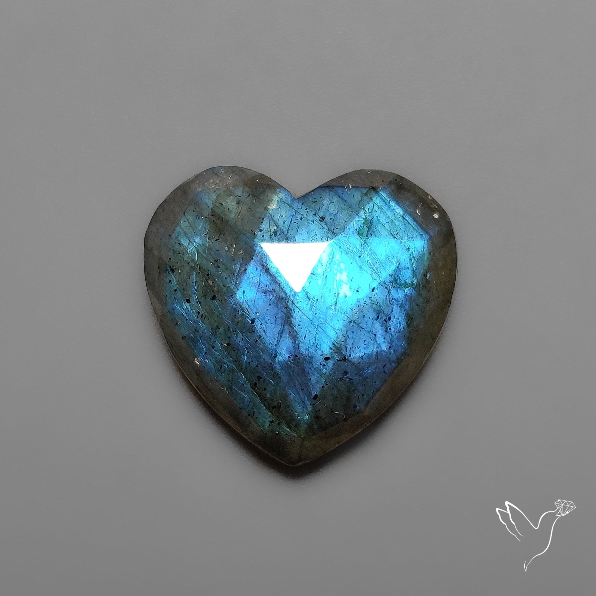 Rose Cut Blue Labradorite Heart