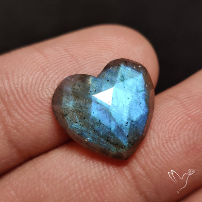 Rose Cut Blue Labradorite Heart
