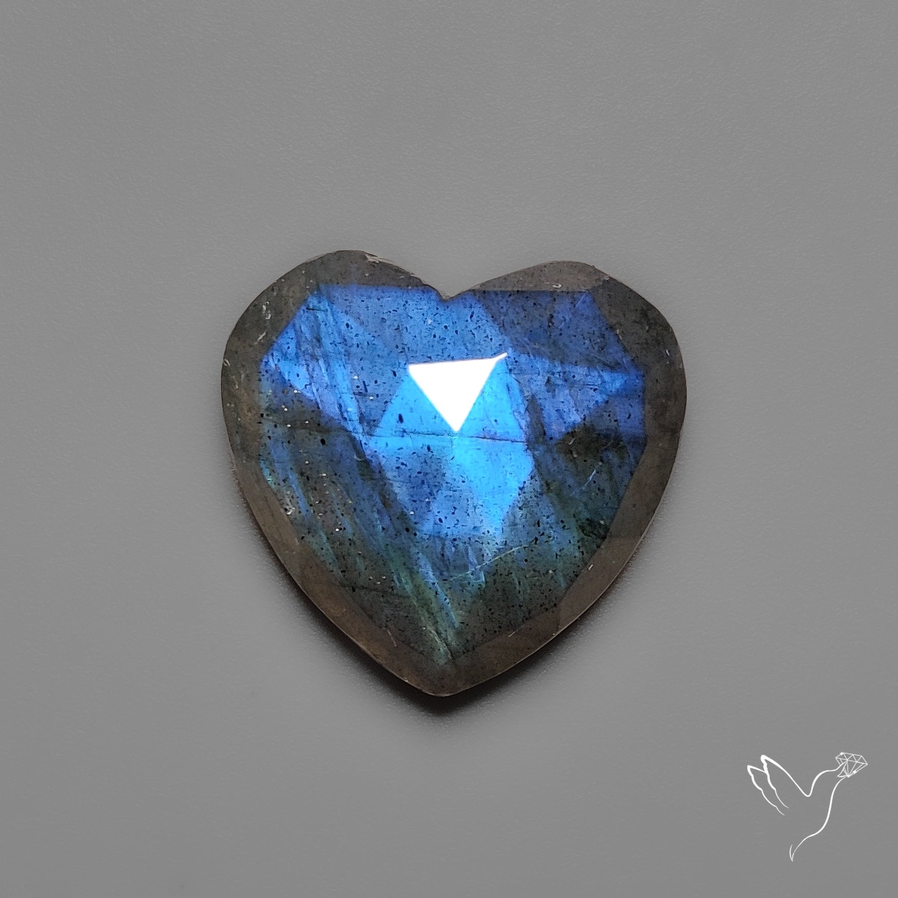 Rose Cut Blue Labradorite Heart