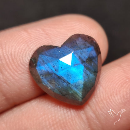 Rose Cut Blue Labradorite Heart
