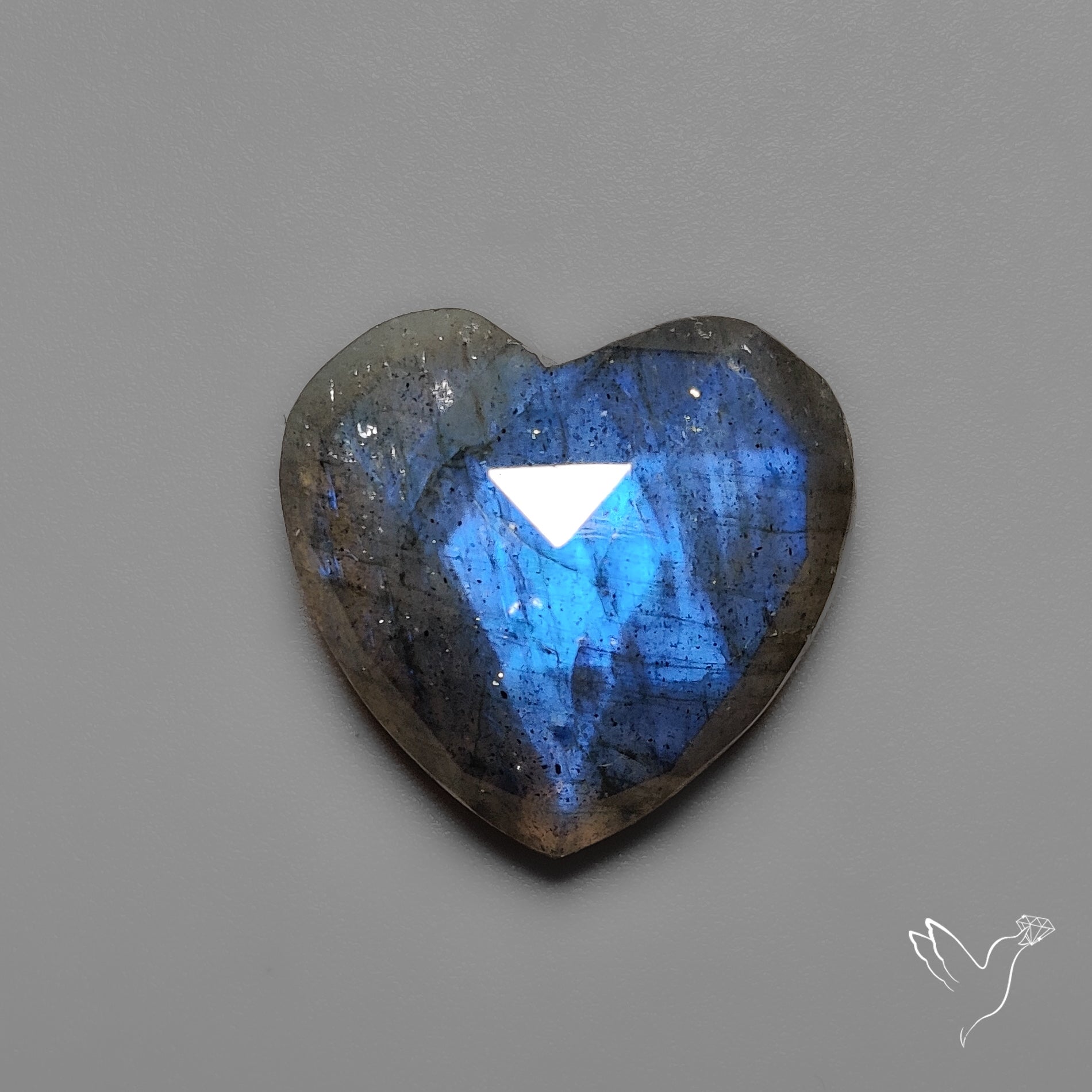 Rose Cut Blue Labradorite Heart