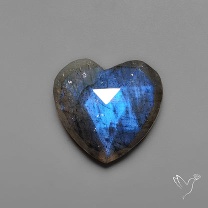 Rose Cut Blue Labradorite Heart