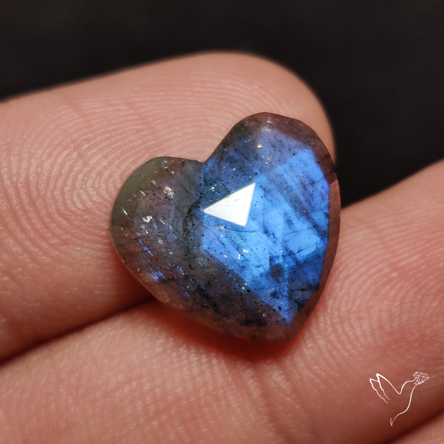 Rose Cut Blue Labradorite Heart
