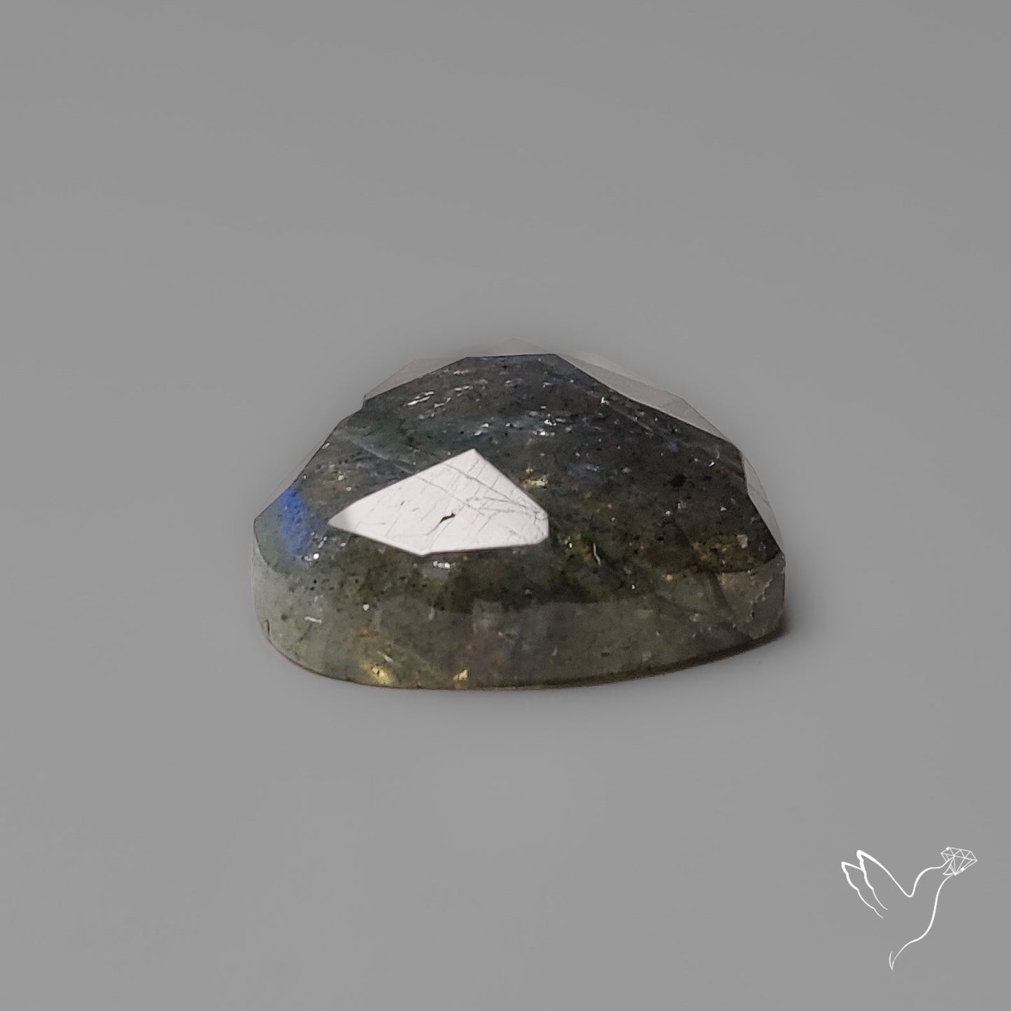 Rose Cut Blue Labradorite Heart