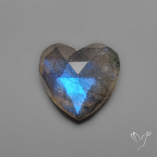 Rose Cut Blue Labradorite Heart