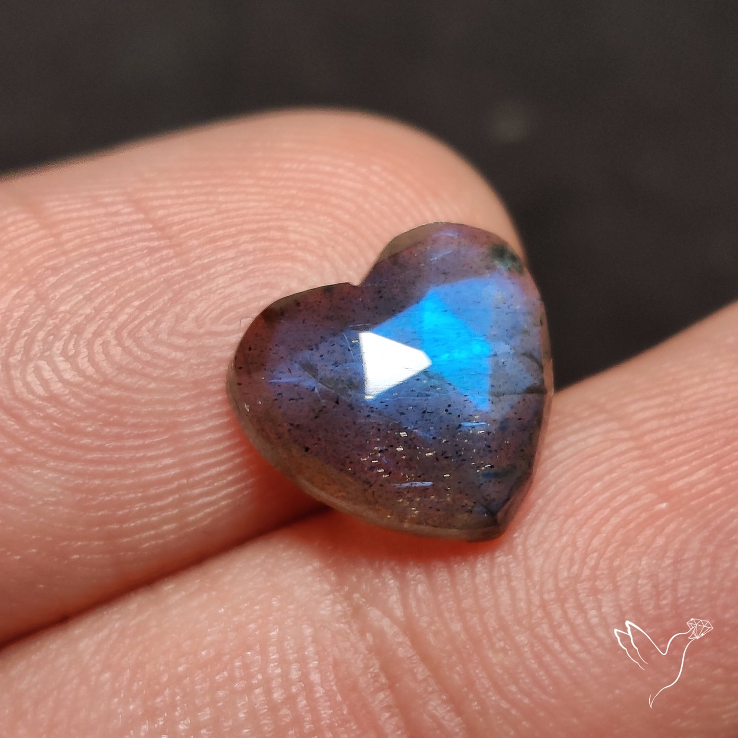 Rose Cut Blue Labradorite Heart