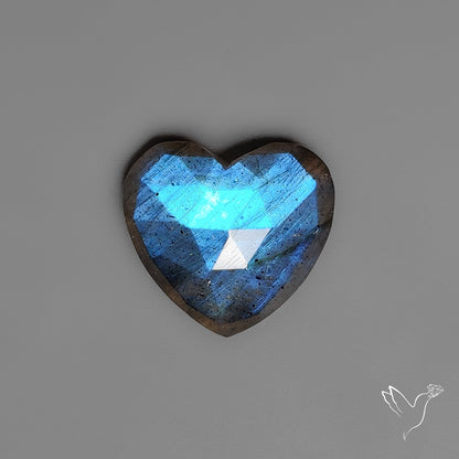Rose Cut Blue Labradorite Heart