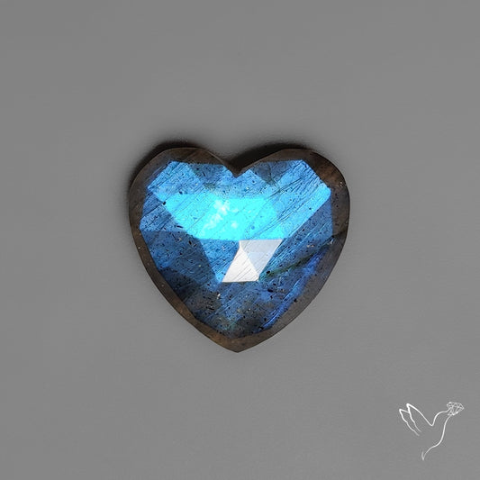 Rose Cut Blue Labradorite Heart