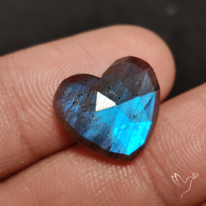 Rose Cut Blue Labradorite Heart