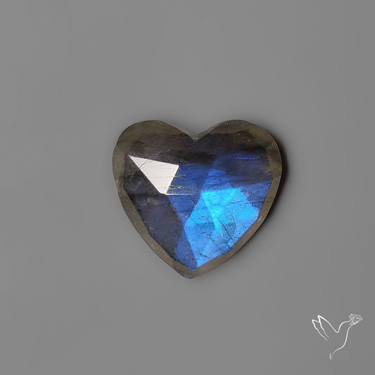 Rose Cut Blue Labradorite Heart
