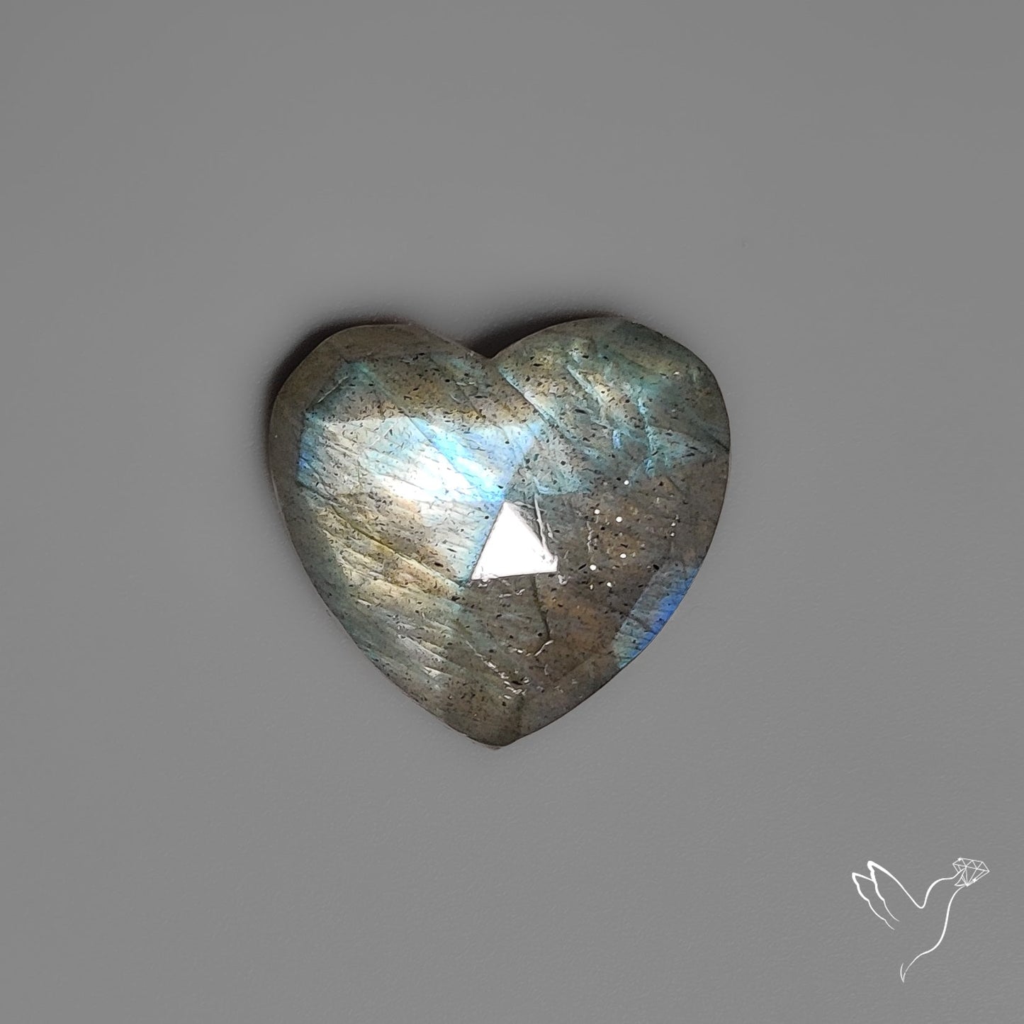 Rose Cut Blue Labradorite Heart