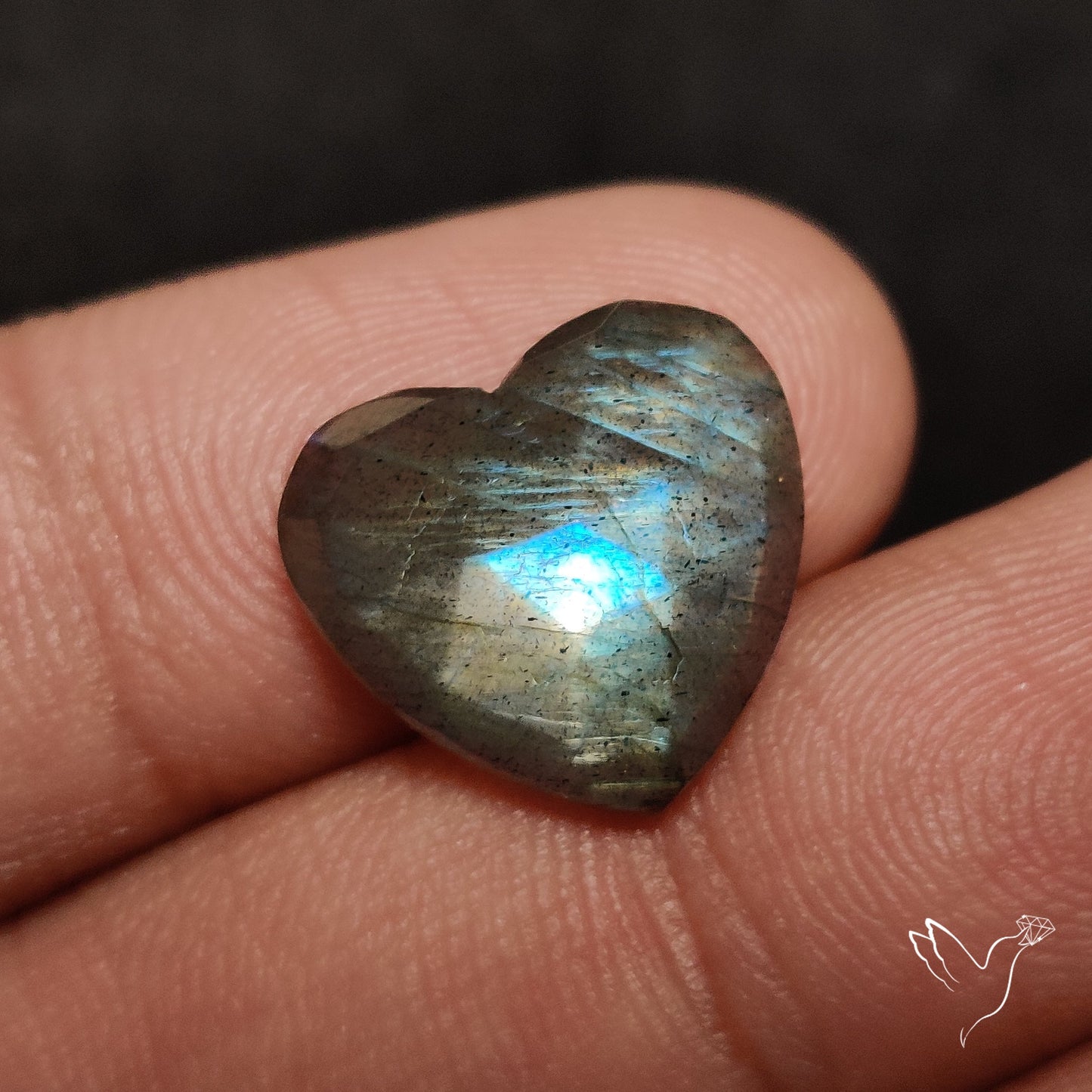Rose Cut Blue Labradorite Heart