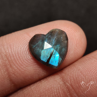 Rose Cut Blue Labradorite Heart