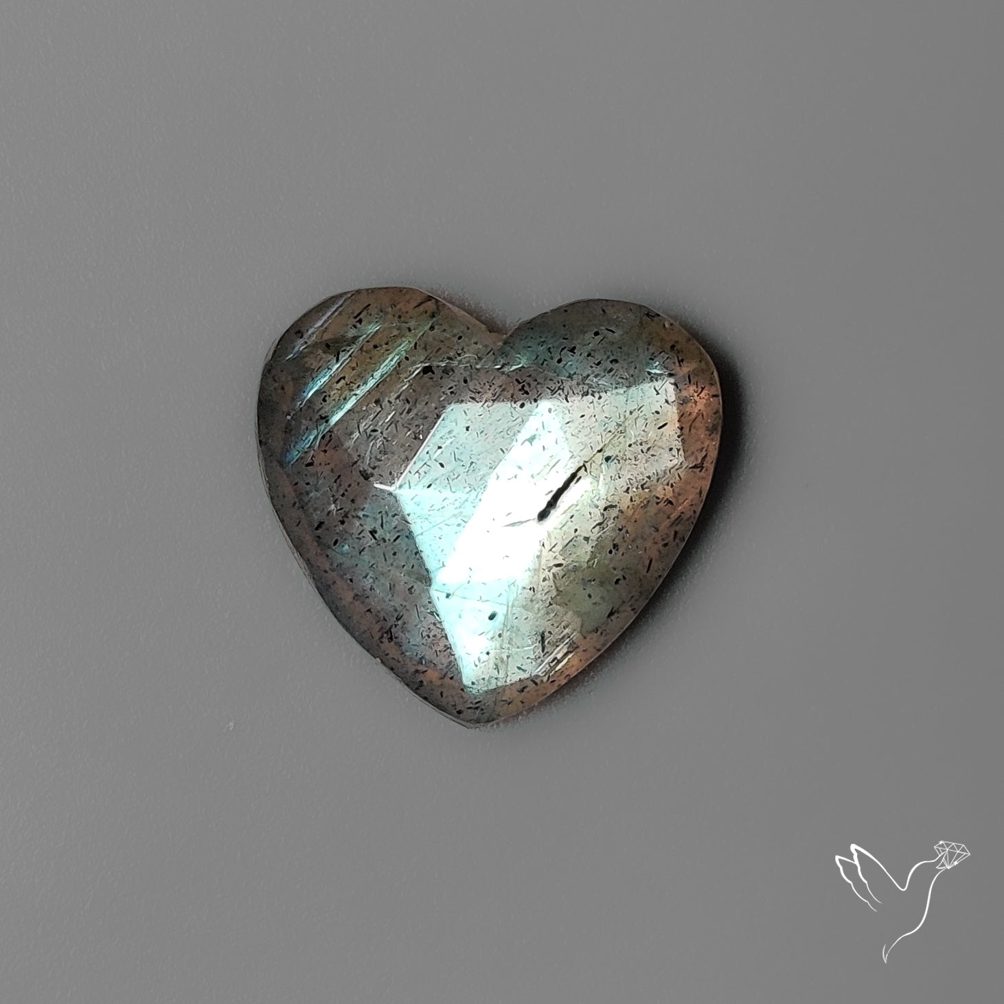 Rose Cut Blue Labradorite Heart