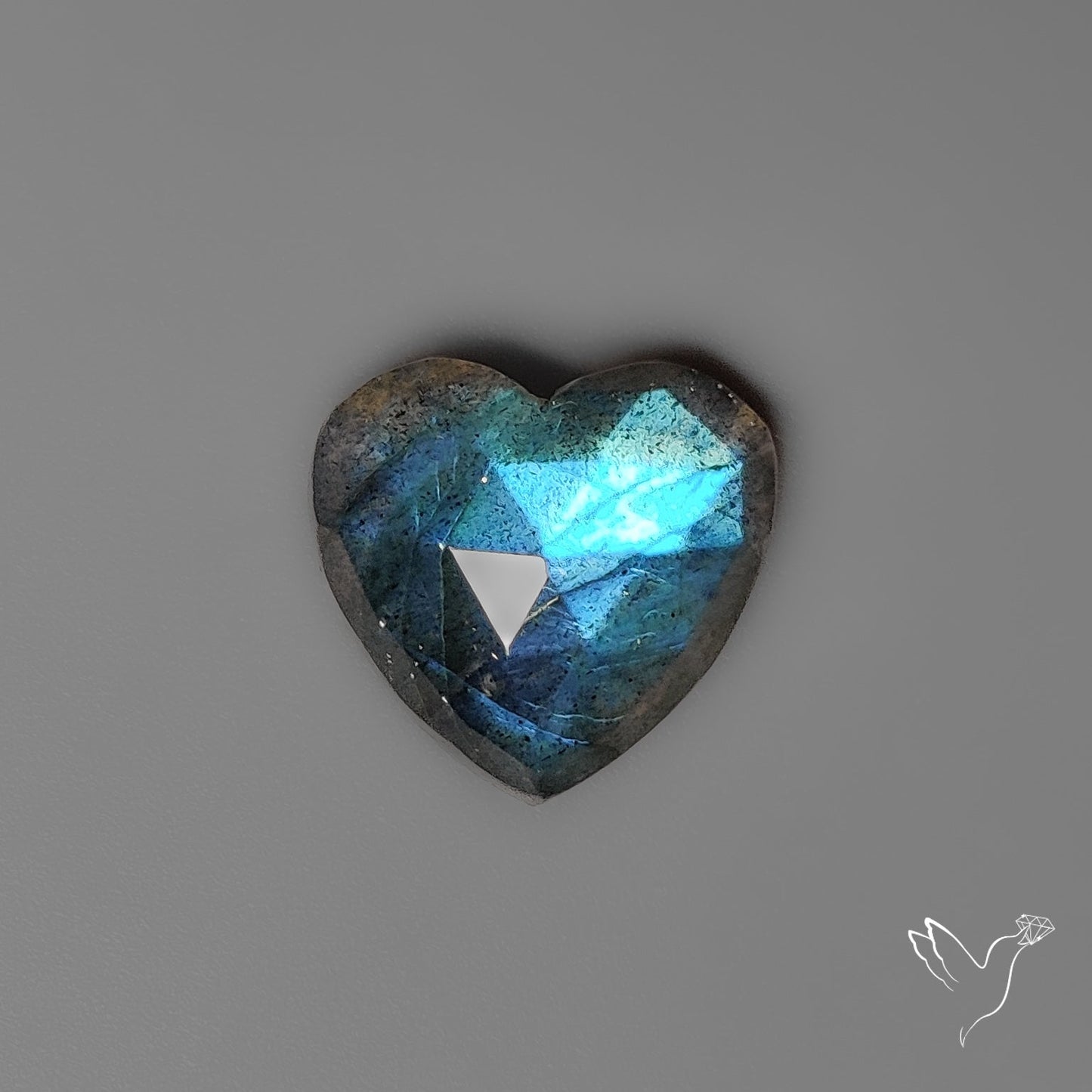Rose Cut Blue Labradorite Heart