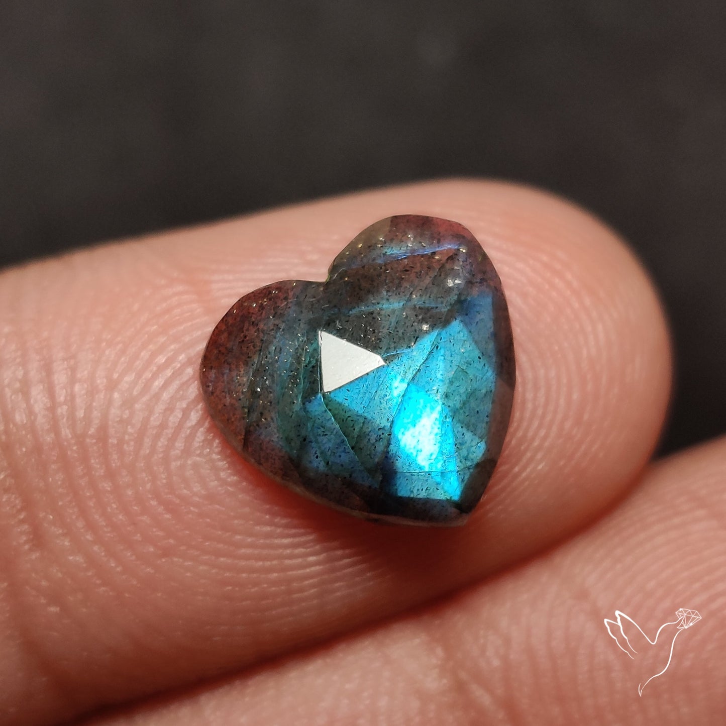 Rose Cut Blue Labradorite Heart