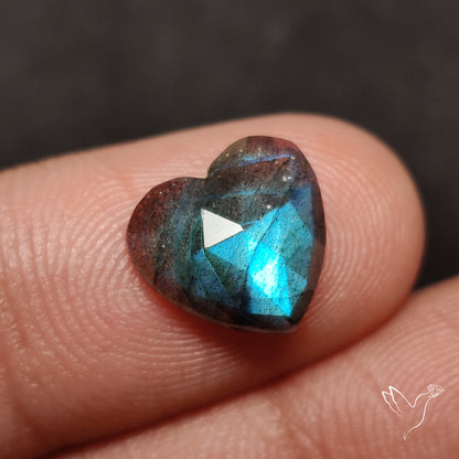 Rose Cut Blue Labradorite Heart