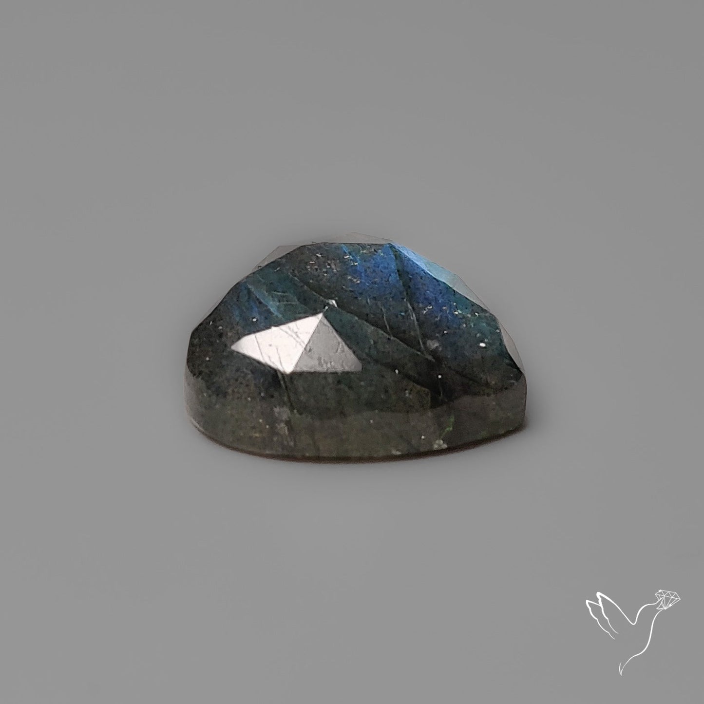 Rose Cut Blue Labradorite Heart