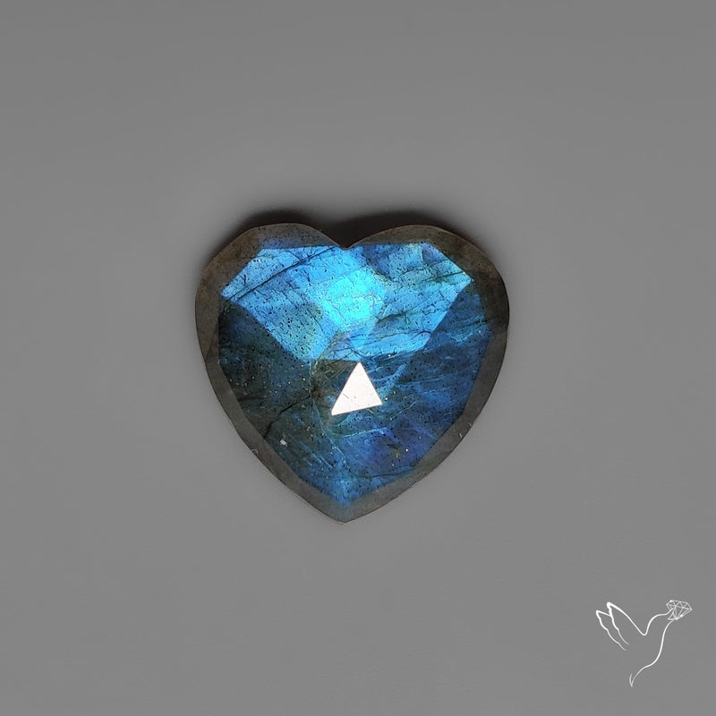 Rose Cut Blue Labradorite Heart