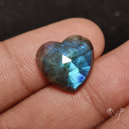 Rose Cut Blue Labradorite Heart