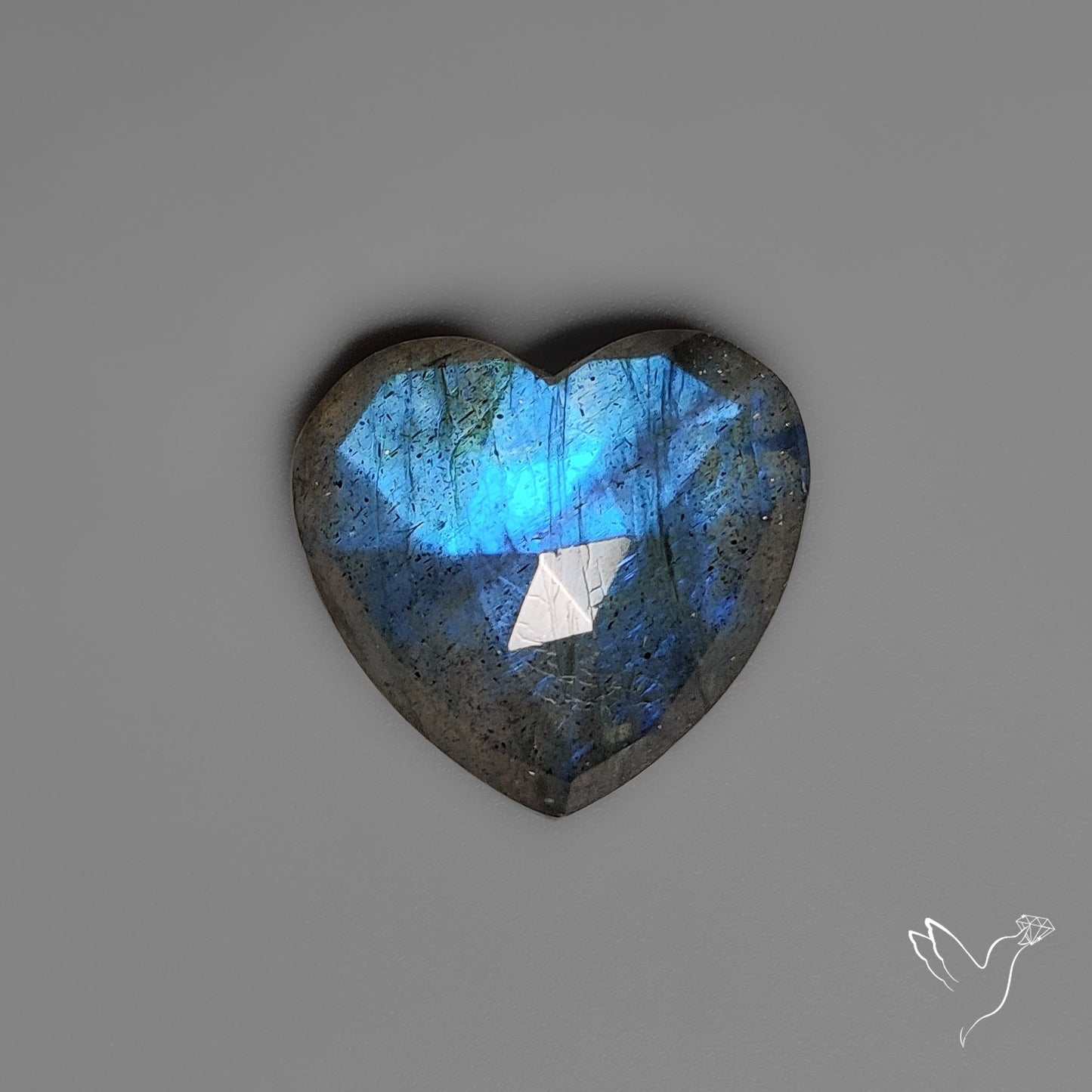 Rose Cut Blue Labradorite Heart
