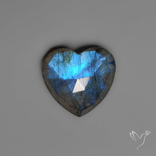 Rose Cut Blue Labradorite Heart