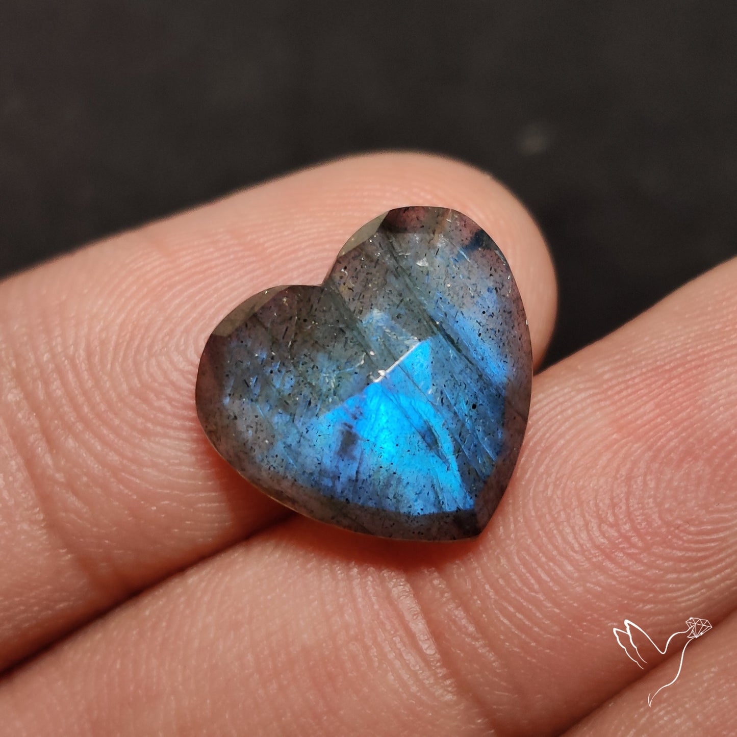 Rose Cut Blue Labradorite Heart