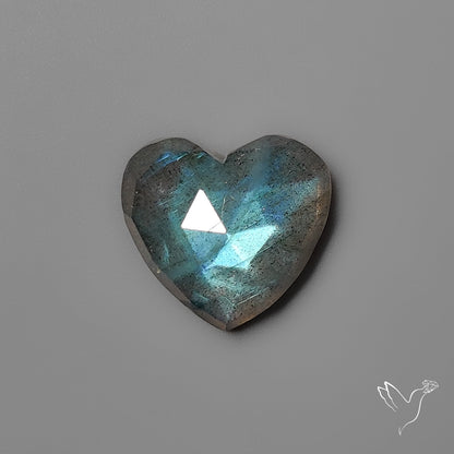 Rose Cut Blue Labradorite Heart