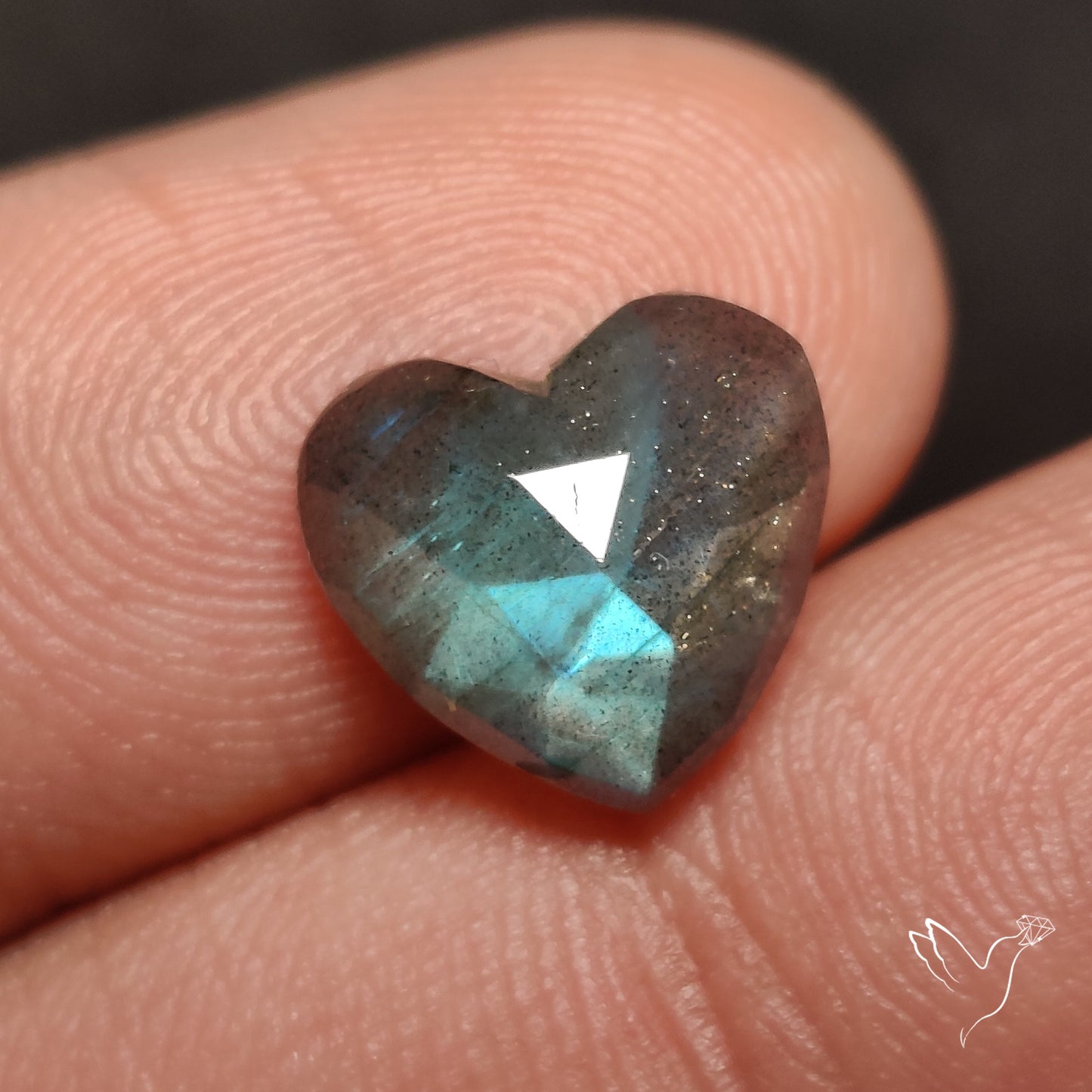 Rose Cut Blue Labradorite Heart