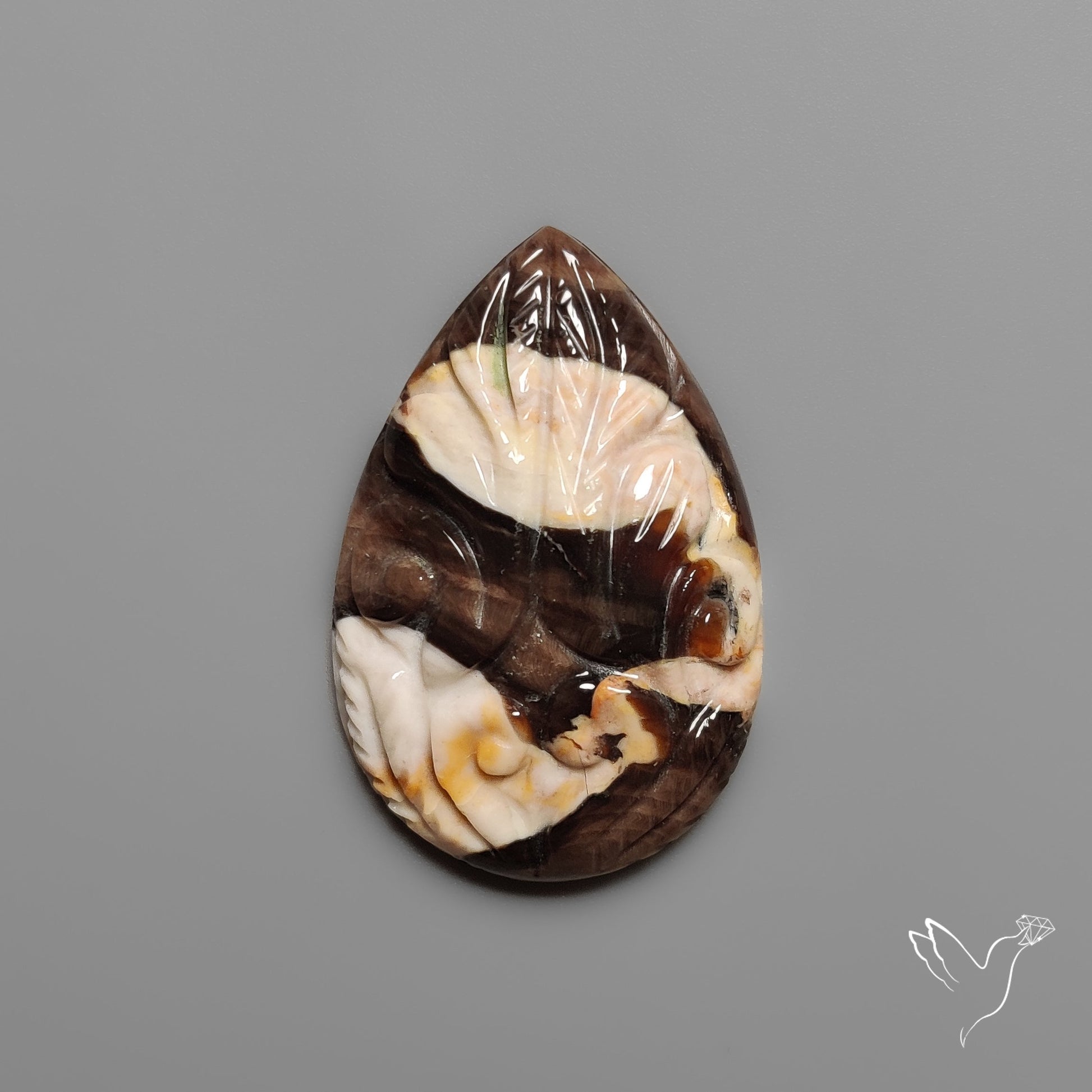 Peanut Wood Jasper Mughal Carving