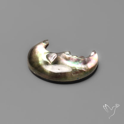 Black Mother Of Pearl Moonface Crescent Doublet Carving