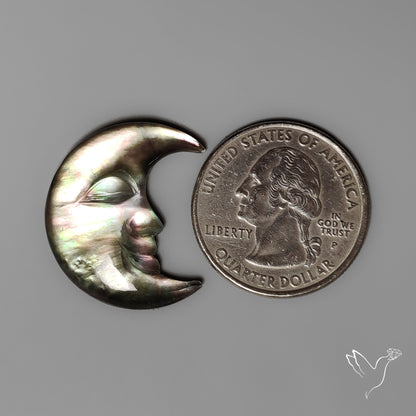 Black Mother Of Pearl Moonface Crescent Doublet Carving