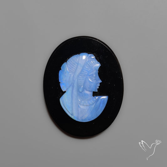 Australian Opal Cameo Overlay On Onyx