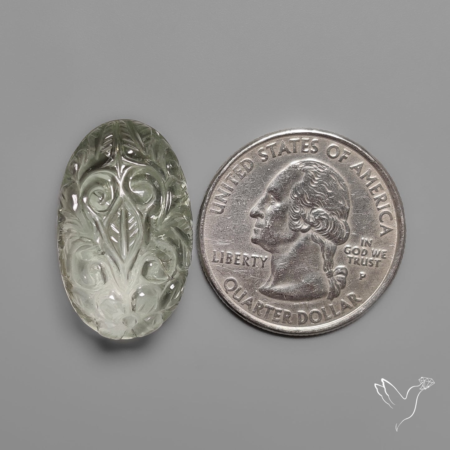 Prasiolite Handcarved Mughal Carving