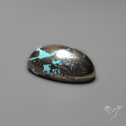 Morenci Turquoise High Domed Cabochon with Pyrtie Inclusion