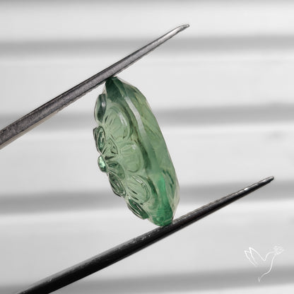 Faceted Prasiolite Intaglio Reverse Carving