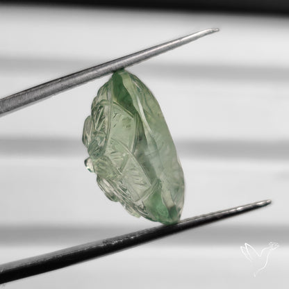 Faceted Prasiolite Intaglio Reverse Carving
