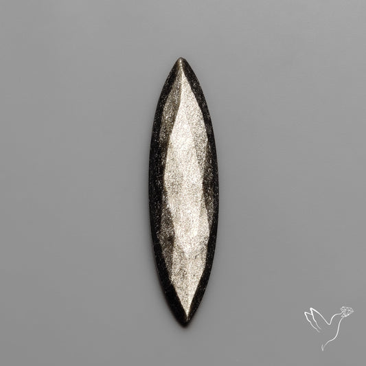 Rose Cut Long Silversheen Obsidian
