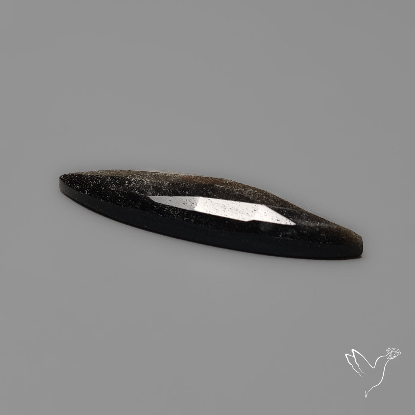 Rose Cut Long Silversheen Obsidian