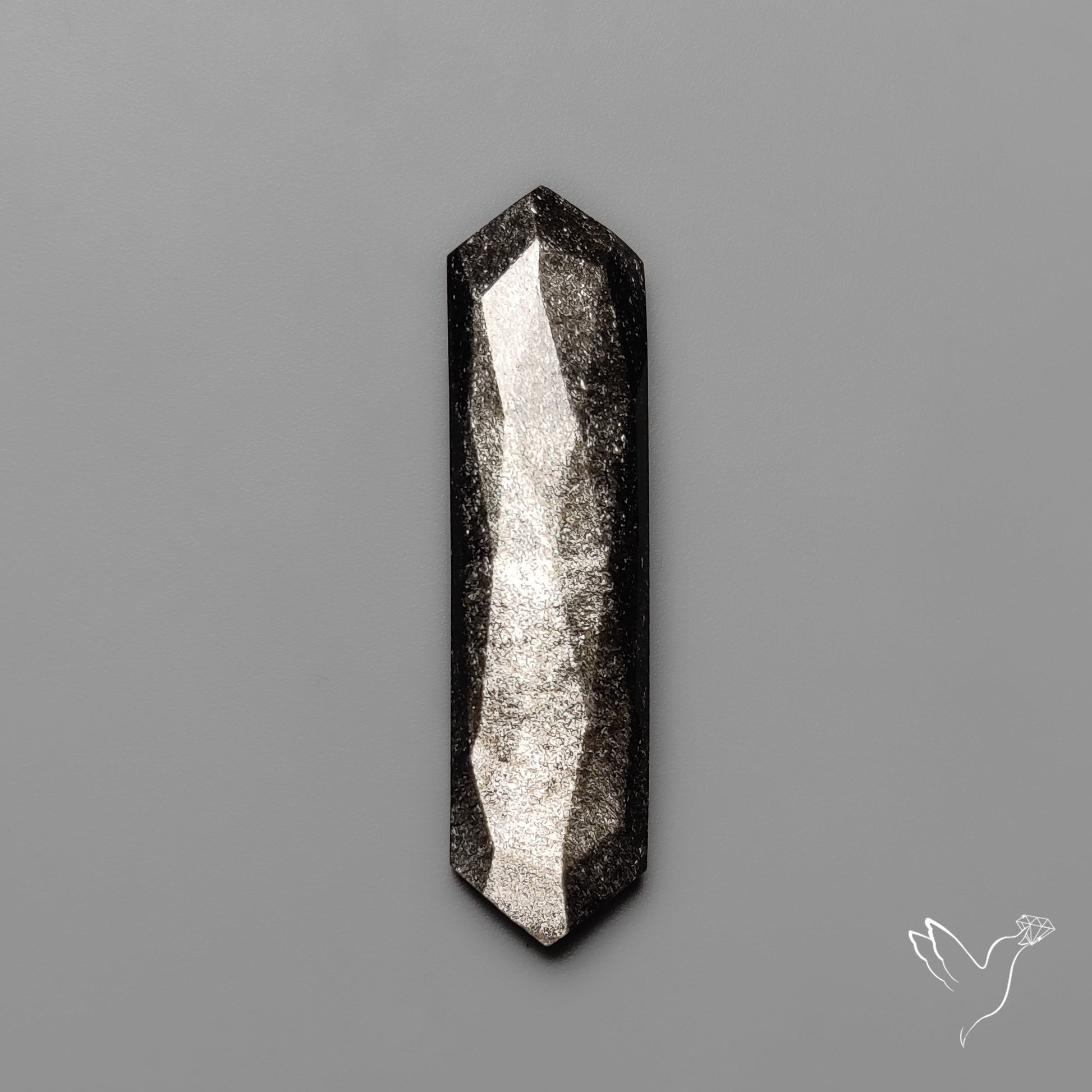 Rose Cut Long Silversheen Obsidian