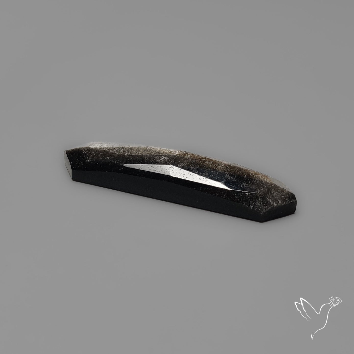 Rose Cut Long Silversheen Obsidian