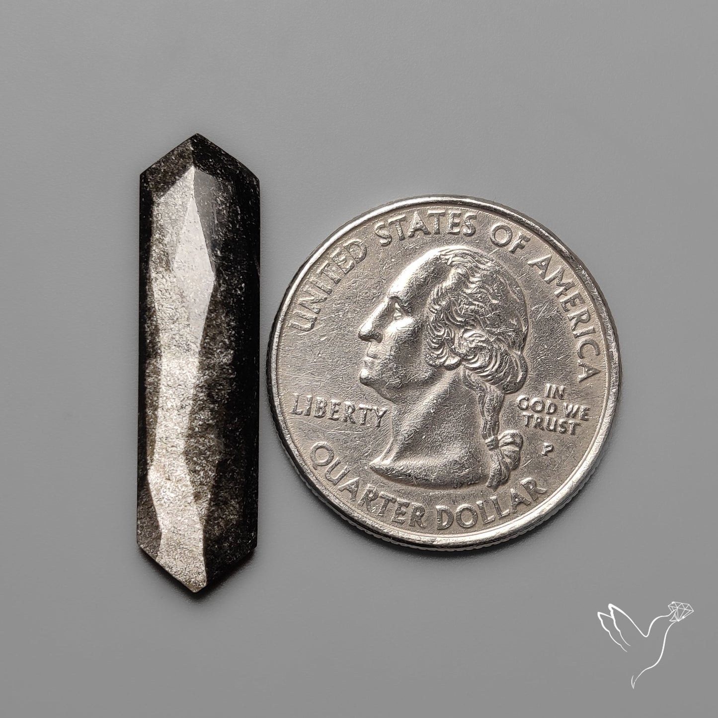 Rose Cut Long Silversheen Obsidian