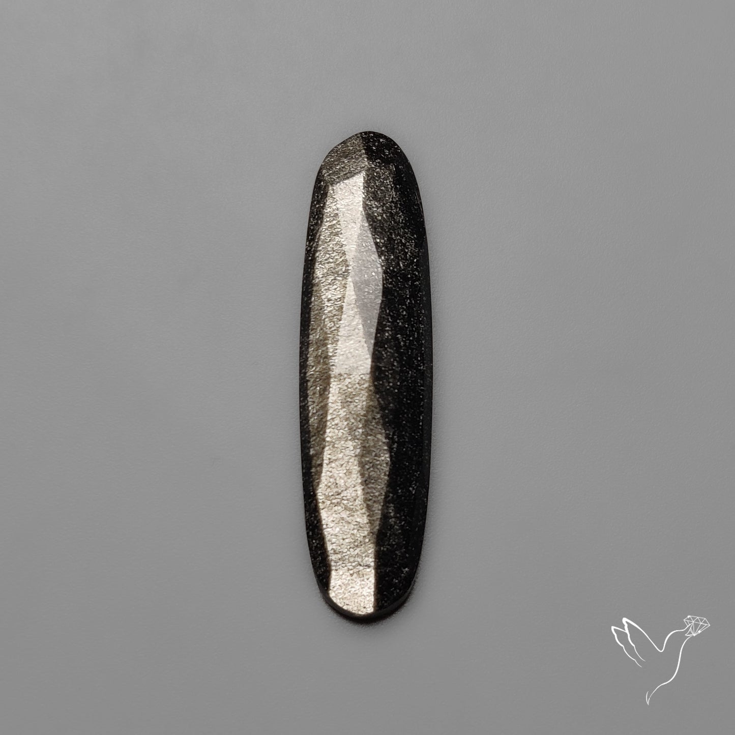 Rose Cut Long Silversheen Obsidian