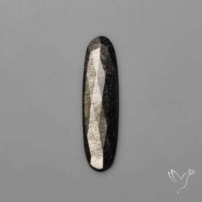 Rose Cut Long Silversheen Obsidian