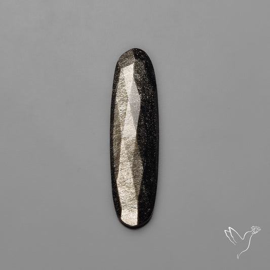 Rose Cut Long Silversheen Obsidian
