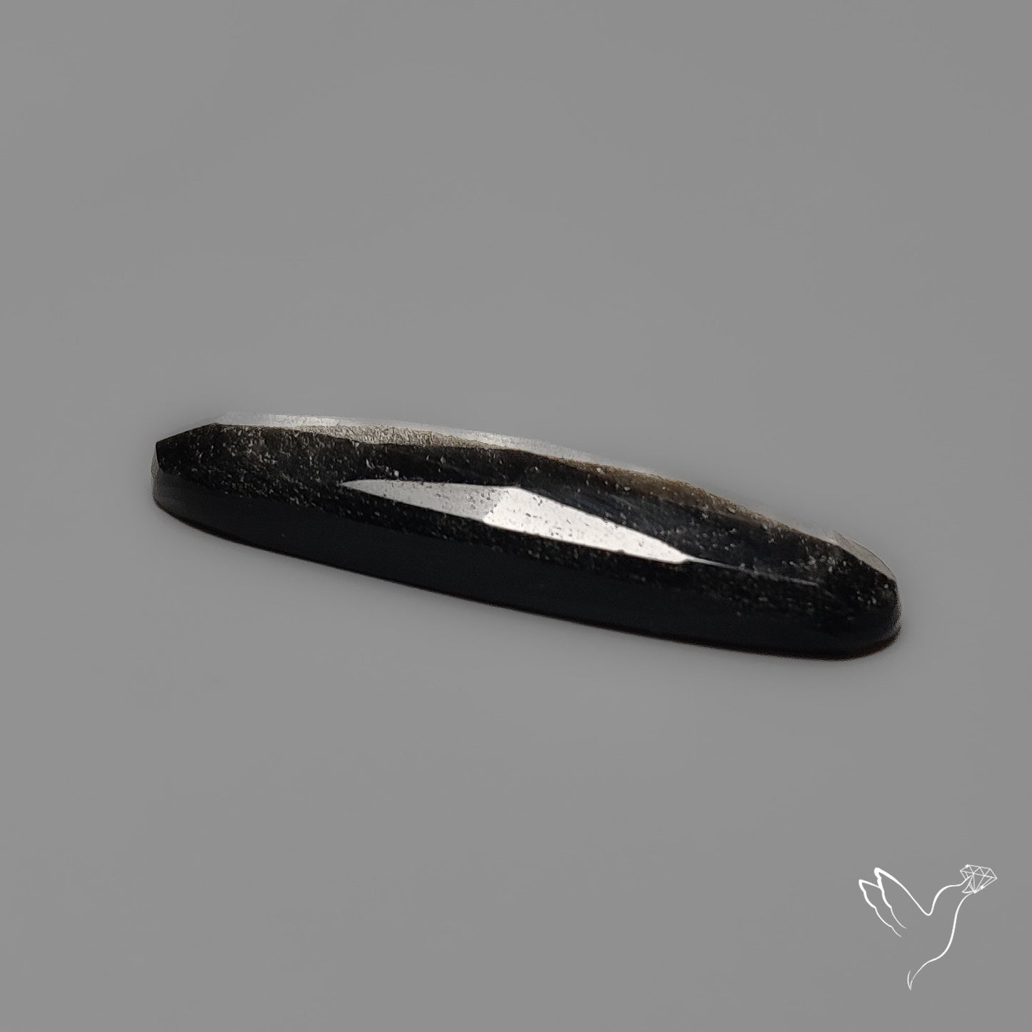 Rose Cut Long Silversheen Obsidian
